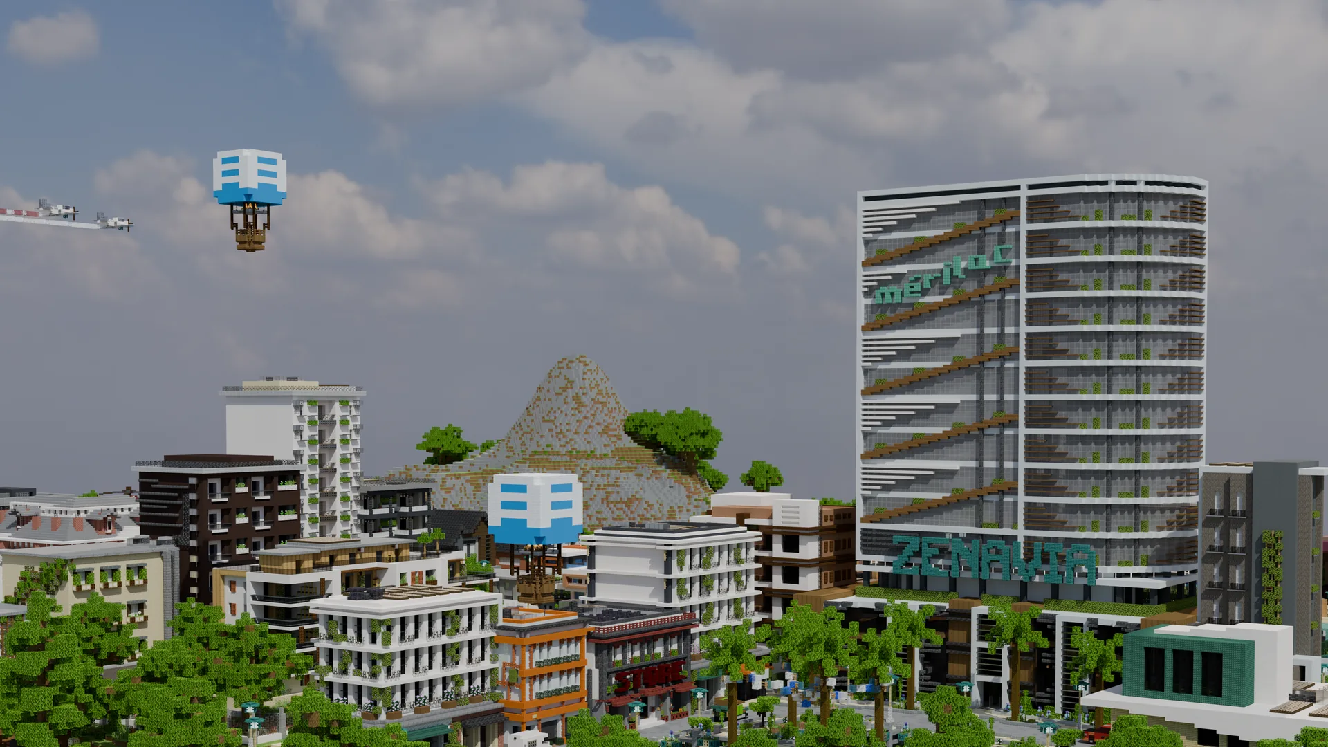 Mérilac, la ville-lobby du serveur Minecraft Zenavia
